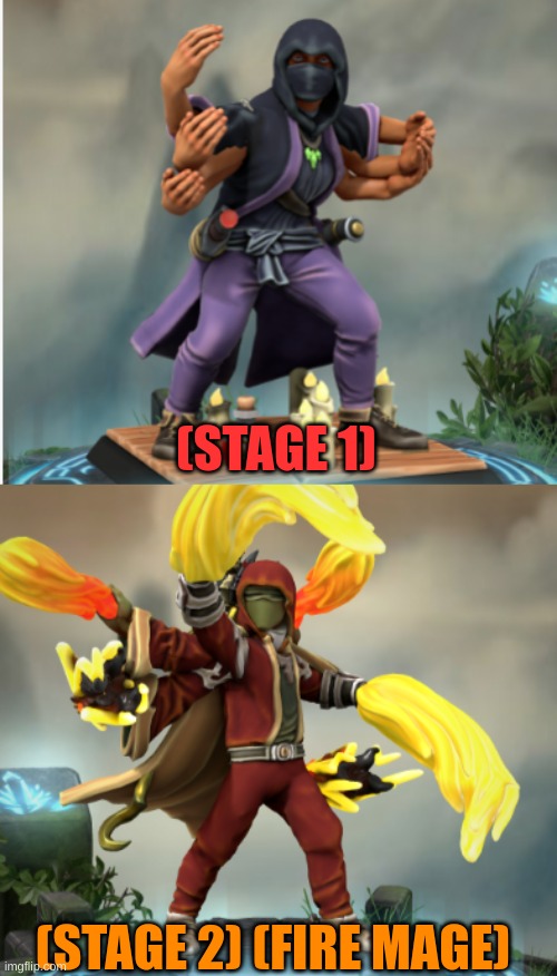 old hero forge creation that im making a boss (need a name tho) | (STAGE 1); (STAGE 2) (FIRE MAGE) | made w/ Imgflip meme maker