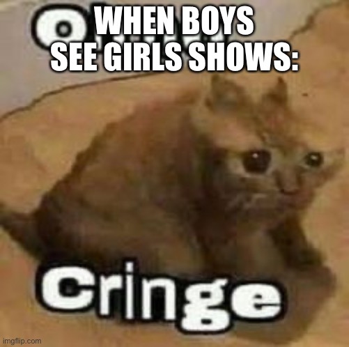 oH nO cRInGe | WHEN BOYS SEE GIRLS SHOWS: | image tagged in oh no cringe | made w/ Imgflip meme maker