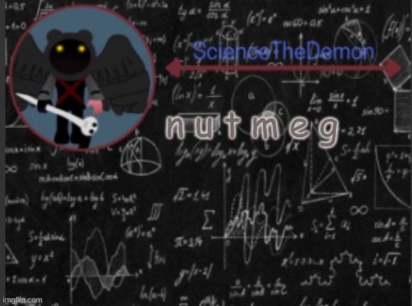 Science's template for scientists | n u t m e g | image tagged in science's template for scientists | made w/ Imgflip meme maker