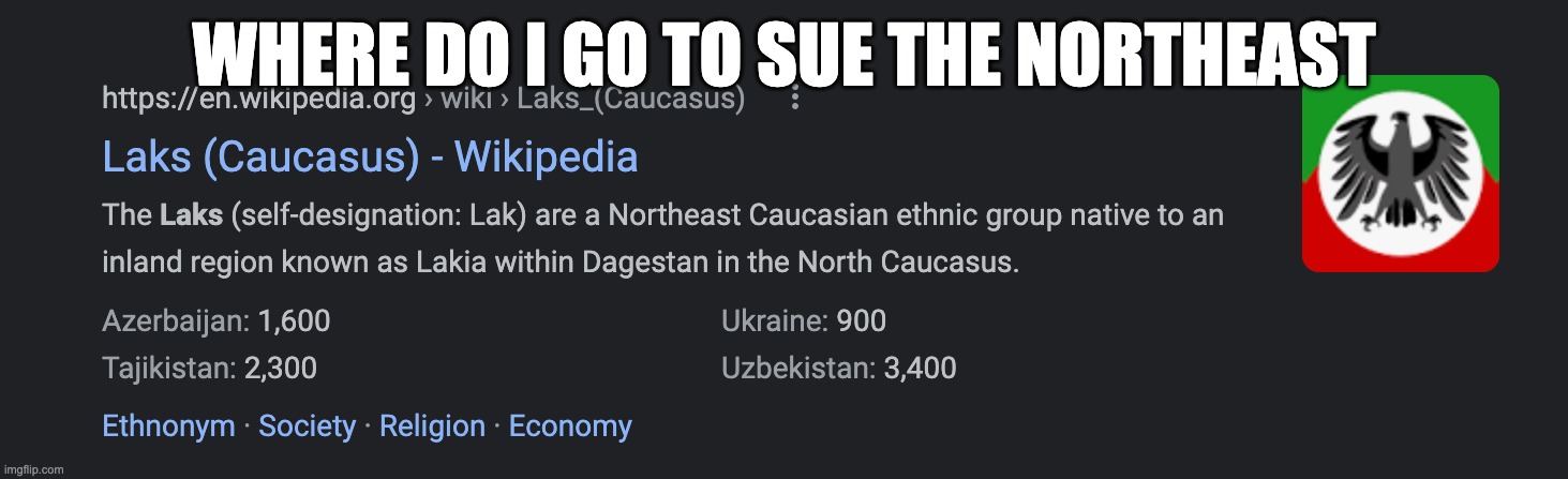 (Mod note: go to Reddit.com) | WHERE DO I GO TO SUE THE NORTHEAST | made w/ Imgflip meme maker