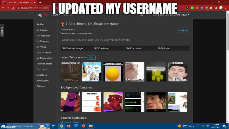 beans | I UPDATED MY USERNAME | image tagged in beans,dad | made w/ Imgflip meme maker