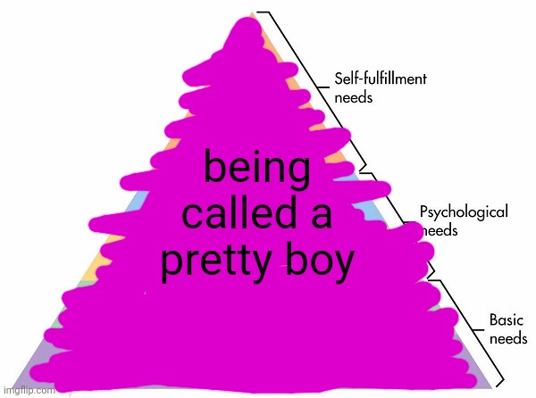 as a transmasc this all i need in life tbh | being called a pretty boy | image tagged in maslow's hierarchy of needs,transgender | made w/ Imgflip meme maker