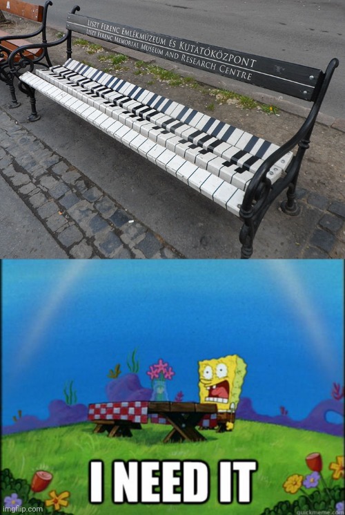 The piano bench | image tagged in spongebob i need it,memes,piano,bench,pianos,benches | made w/ Imgflip meme maker