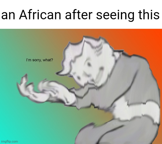 I'm sorry what? | an African after seeing this | image tagged in i'm sorry what | made w/ Imgflip meme maker