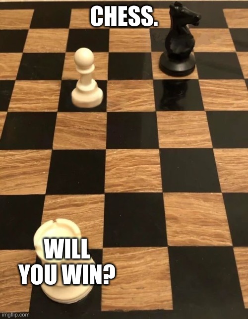 why did i make this lmao | CHESS. WILL YOU WIN? | image tagged in chess knight pawn rook | made w/ Imgflip meme maker