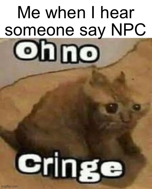 I’m tired of people using this term | Me when I hear someone say NPC | image tagged in oh no cringe | made w/ Imgflip meme maker