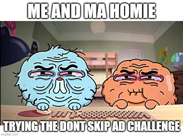ME AND MA HOMIE; TRYING THE DONT SKIP AD CHALLENGE | made w/ Imgflip meme maker