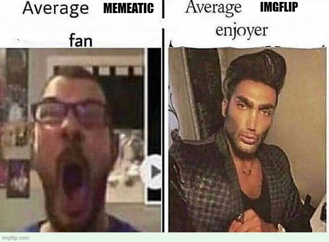 ... | IMGFLIP; MEMEATIC | image tagged in average blank fan vs average blank enjoyer | made w/ Imgflip meme maker