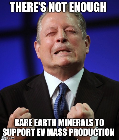 Al gore | THERE’S NOT ENOUGH RARE EARTH MINERALS TO SUPPORT EV MASS PRODUCTION | image tagged in al gore | made w/ Imgflip meme maker