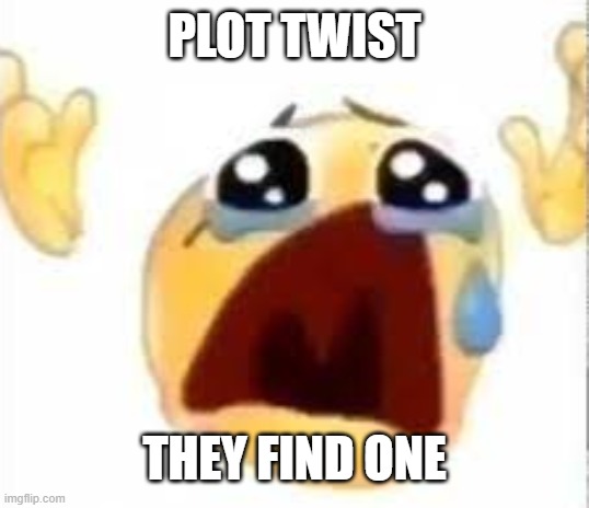 Crying emoji | PLOT TWIST THEY FIND ONE | image tagged in crying emoji | made w/ Imgflip meme maker