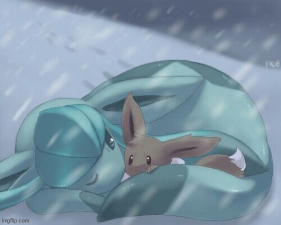 frost will keep the eevee safe | image tagged in glaceon and eevee | made w/ Imgflip meme maker