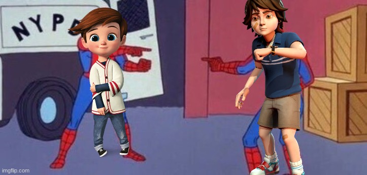 hol up | image tagged in double spider-man | made w/ Imgflip meme maker