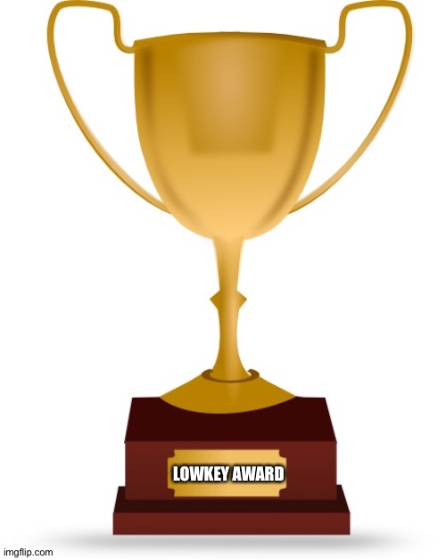 Blank Trophy | LOWKEY AWARD | image tagged in blank trophy | made w/ Imgflip meme maker