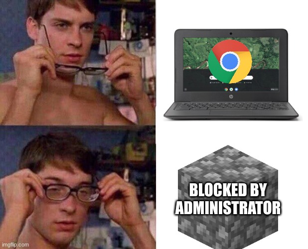 Hate those | BLOCKED BY ADMINISTRATOR | image tagged in spiderman glasses | made w/ Imgflip meme maker