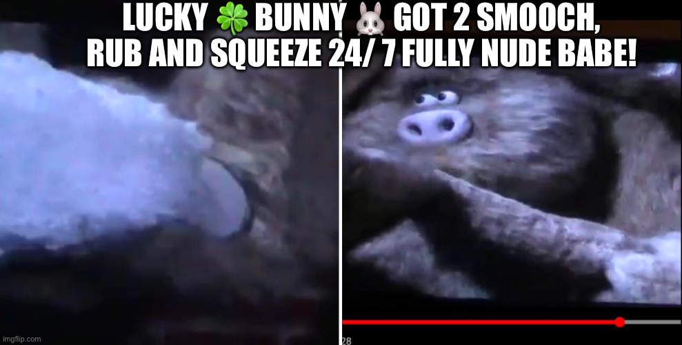WERE RABBIT KISSING FULLY NUDE WOMAN!!!!!!!!!!!!!!!!!!!!!!!!!!!! | LUCKY 🍀 BUNNY 🐰 GOT 2 SMOOCH, RUB AND SQUEEZE 24/ 7 FULLY NUDE BABE! | image tagged in were rabbit kissing fully nude woman | made w/ Imgflip meme maker