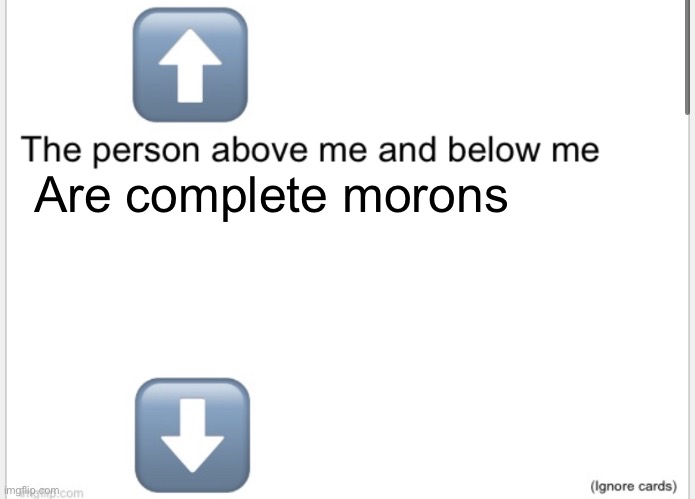 Moron sandwich | Are complete morons | image tagged in person above below | made w/ Imgflip meme maker