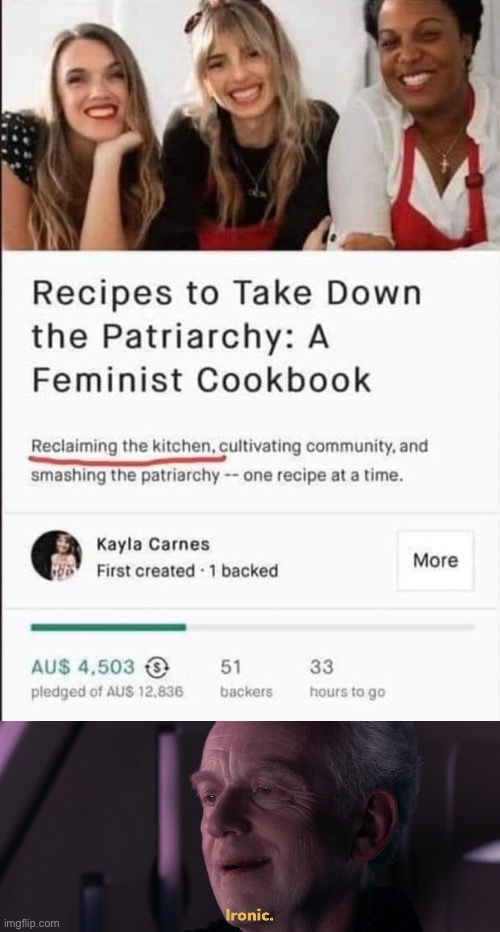Reclaiming the kitchen! | image tagged in ironic,memes,unfunny | made w/ Imgflip meme maker