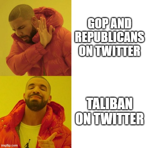 DNC and the Left | GOP AND REPUBLICANS ON TWITTER; TALIBAN ON TWITTER | image tagged in memes,twitter,taliban | made w/ Imgflip meme maker