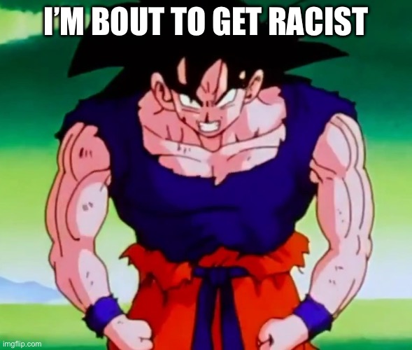 I'm about to get racist Goku | I’M BOUT TO GET RACIST | image tagged in i'm about to get racist goku | made w/ Imgflip meme maker