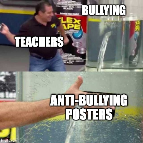 bullying | BULLYING; TEACHERS; ANTI-BULLYING POSTERS | image tagged in bad counter | made w/ Imgflip meme maker