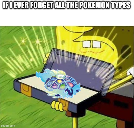 Most Educational Pokemon | IF I EVER FORGET ALL THE POKEMON TYPES | image tagged in spongbob secret weapon,pokemon | made w/ Imgflip meme maker