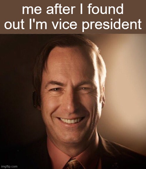 stream delete time! | me after I found out I'm vice president | image tagged in saul bestman | made w/ Imgflip meme maker