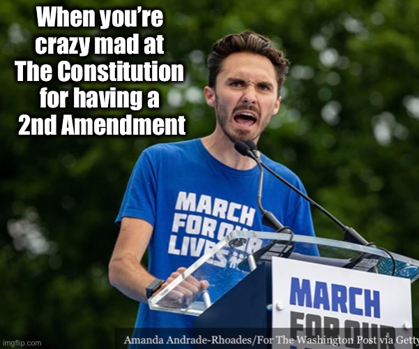 Call the exorcist | When you’re 
crazy mad at 
The Constitution 
for having a 
2nd Amendment | image tagged in david hogg | made w/ Imgflip meme maker