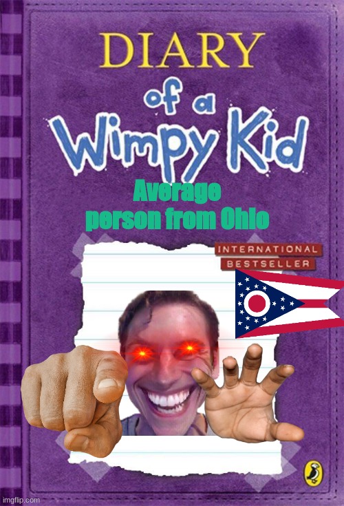 Sorry people from Ohio just had to do it. | Average person from Ohio | image tagged in diary of a wimpy kid cover template,ohio,sus | made w/ Imgflip meme maker