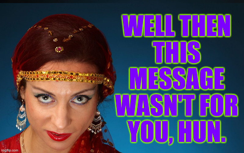 WELL THEN
THIS
MESSAGE
WASN'T FOR
YOU, HUN. | made w/ Imgflip meme maker