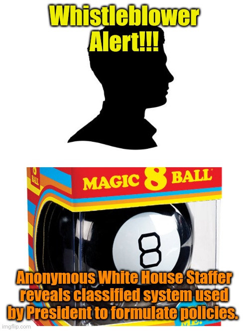 Shake it up, Baby! | Whistleblower Alert!!! Anonymous White House Staffer reveals classified system used by President to formulate policies. | made w/ Imgflip meme maker