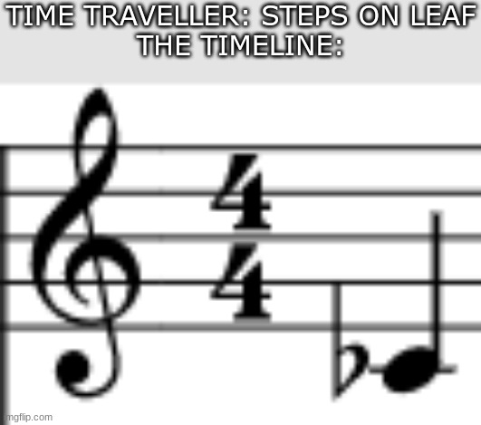music ahh humor | TIME TRAVELLER: STEPS ON LEAF
THE TIMELINE: | made w/ Imgflip meme maker