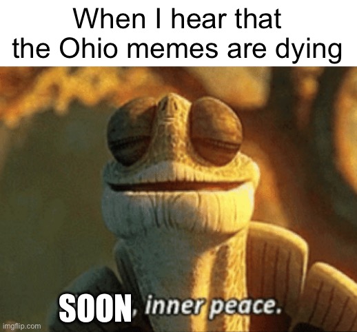 The memes are almost gone | When I hear that the Ohio memes are dying; SOON | image tagged in finally inner peace | made w/ Imgflip meme maker