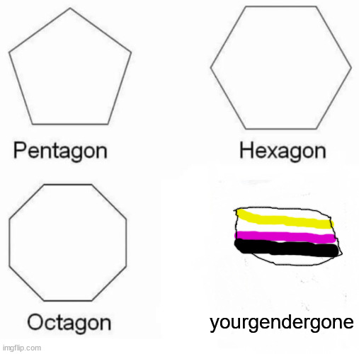 non binary lol | yourgendergone | image tagged in memes,pentagon hexagon octagon | made w/ Imgflip meme maker