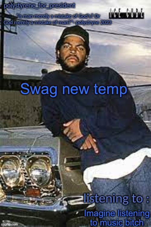 Polys cool temp | Swag new temp; Imagine listening to music bitch | image tagged in polys cool temp | made w/ Imgflip meme maker