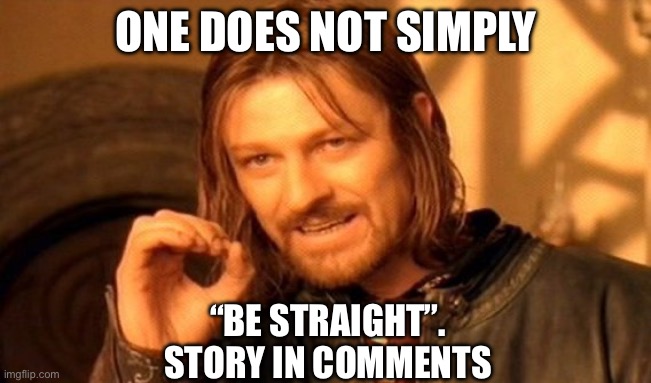People like this make me want to go out and throat punch all of humanity. | ONE DOES NOT SIMPLY; “BE STRAIGHT”.
STORY IN COMMENTS | image tagged in memes,one does not simply,lgbtq | made w/ Imgflip meme maker