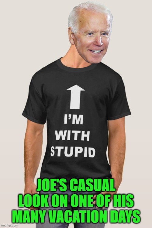 Stupid white boy | JOE'S CASUAL LOOK ON ONE OF HIS MANY VACATION DAYS | image tagged in joe biden,stupid,white,boy | made w/ Imgflip meme maker