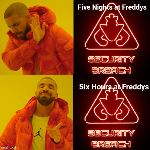 Five Nights at Freddys; Six Hours at Freddys | image tagged in fnaf | made w/ Imgflip meme maker