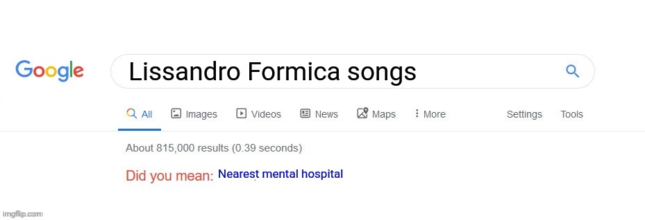 Lissandro gives you mental health issues | Lissandro Formica songs; Nearest mental hospital | image tagged in did you mean,memes,eurovision,french,cringe | made w/ Imgflip meme maker