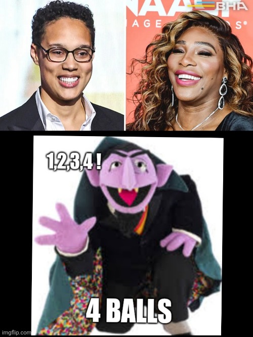The Count Counts Four , 4 Balls ! | image tagged in serena williams,brittney griner,sesame street,muppets meme,wnba,basketball | made w/ Imgflip meme maker
