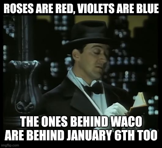 The feds have a history. | ROSES ARE RED, VIOLETS ARE BLUE; THE ONES BEHIND WACO ARE BEHIND JANUARY 6TH TOO | image tagged in jeeves dear diary | made w/ Imgflip meme maker