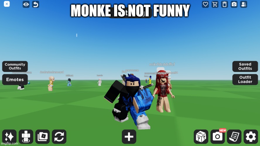 Zero the robloxian | MONKE IS NOT FUNNY | image tagged in zero the robloxian | made w/ Imgflip meme maker