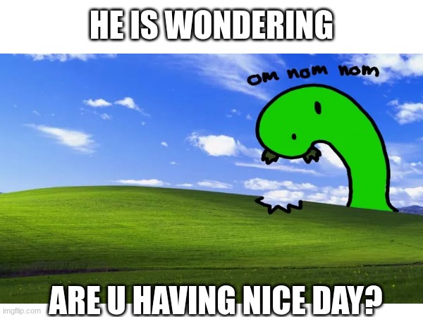 Are you? | HE IS WONDERING; ARE U HAVING NICE DAY? | image tagged in funny,cute | made w/ Imgflip meme maker