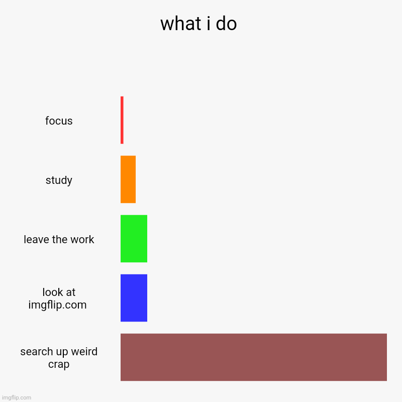 what i do | focus, study, leave the work, look at imgflip.com , search up weird crap | image tagged in charts,bar charts | made w/ Imgflip chart maker