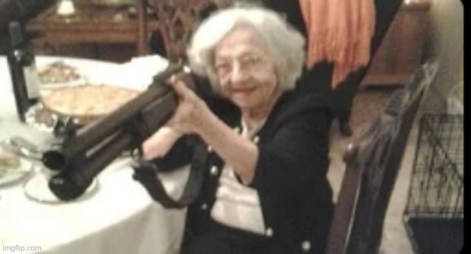 Grandma with a shotgun | image tagged in grandma with a shotgun | made w/ Imgflip meme maker