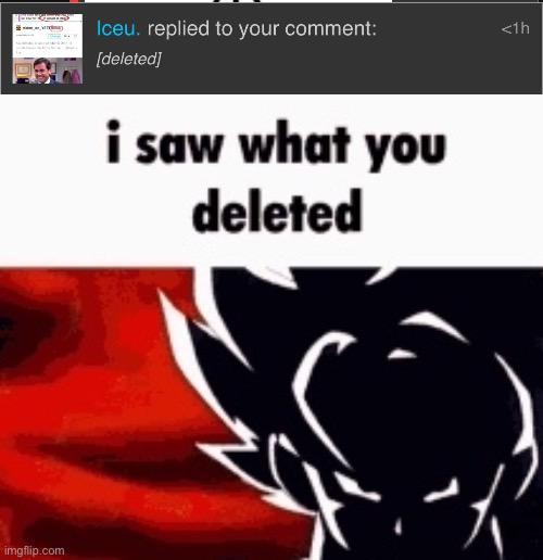 @iceu | image tagged in i saw what you deleted | made w/ Imgflip meme maker