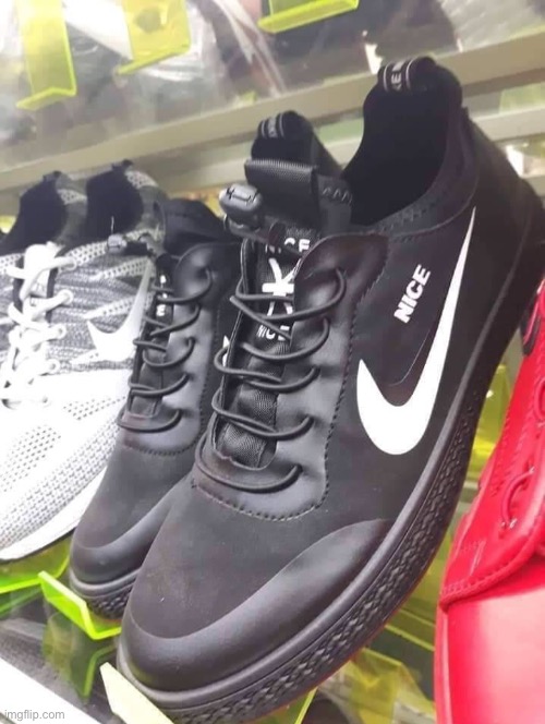 The Swoosh is looking really nice ?? | image tagged in memes,shoes,funny,off brand,ripoff,knockoff | made w/ Imgflip meme maker