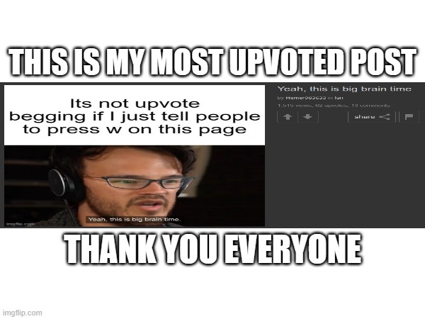 Thank you everyone :) | THIS IS MY MOST UPVOTED POST; THANK YOU EVERYONE | image tagged in thank you | made w/ Imgflip meme maker
