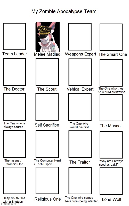 Custom My Zombie Apocalypse Team Template (20 Spaces) | image tagged in custom my zombie apocalypse team template 20 spaces | made w/ Imgflip meme maker