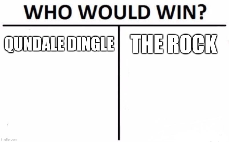 Who Would Win? | QUNDALE DINGLE; THE ROCK | image tagged in memes,who would win | made w/ Imgflip meme maker
