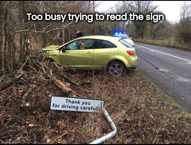 Too busy trying to read the sign | made w/ Imgflip meme maker